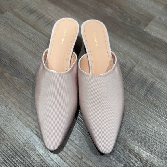 Mansur Gavriel Grosgrain Elegant Slide in Rose Heel Mules - Picture 7 of 15